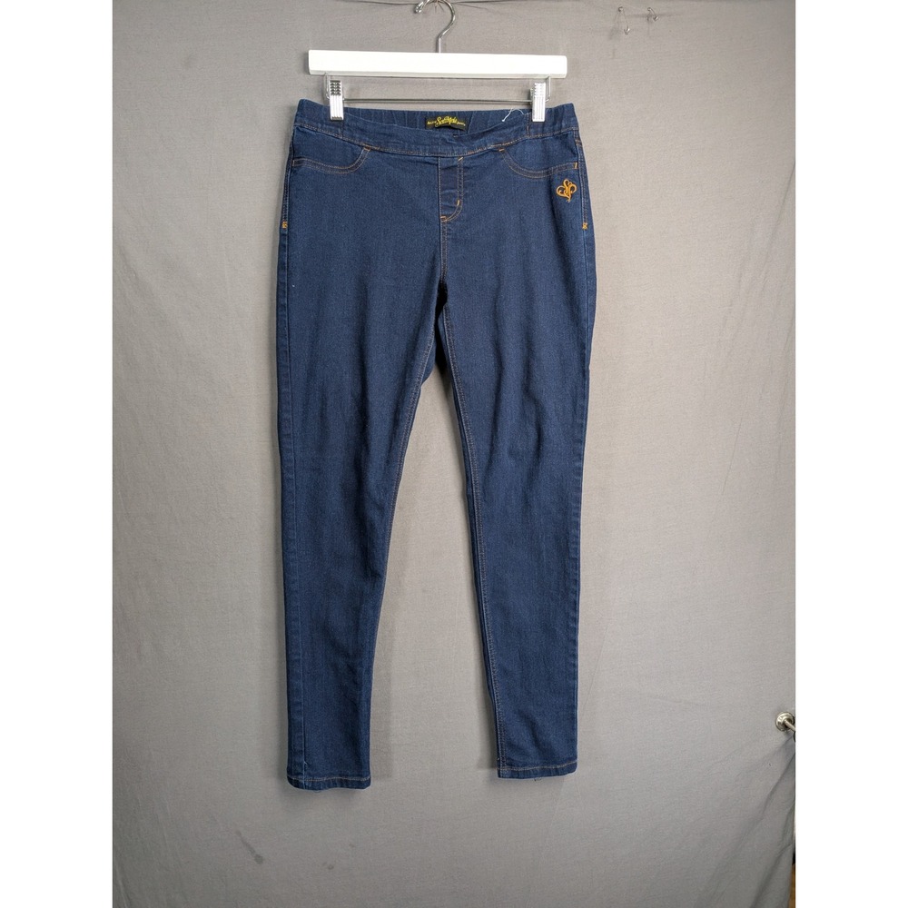 Southpole Womens Skinny Pull On Denim Jeans Blue Size L Logo Stretch 8229